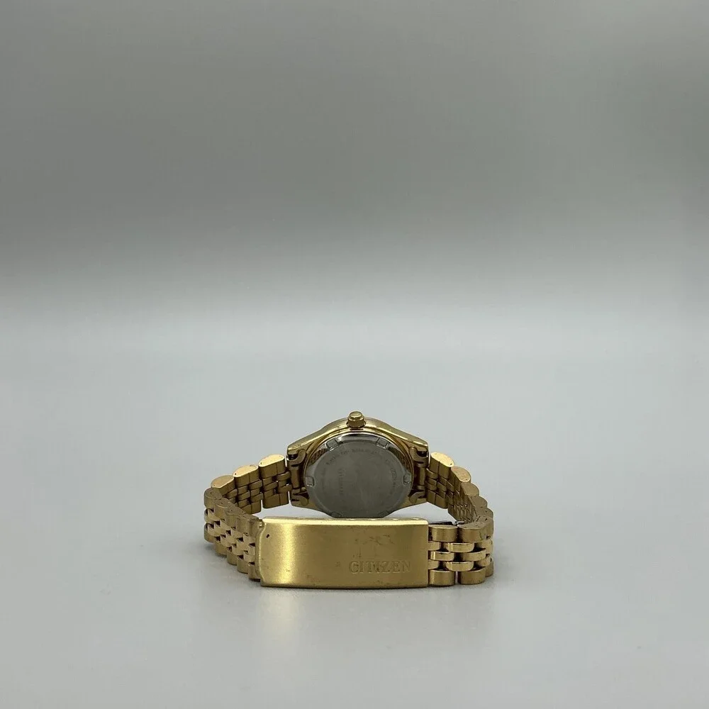 Citizen Womens Watch 25mm MOP Gold Tone Crystal Day Date New Battery 5.75